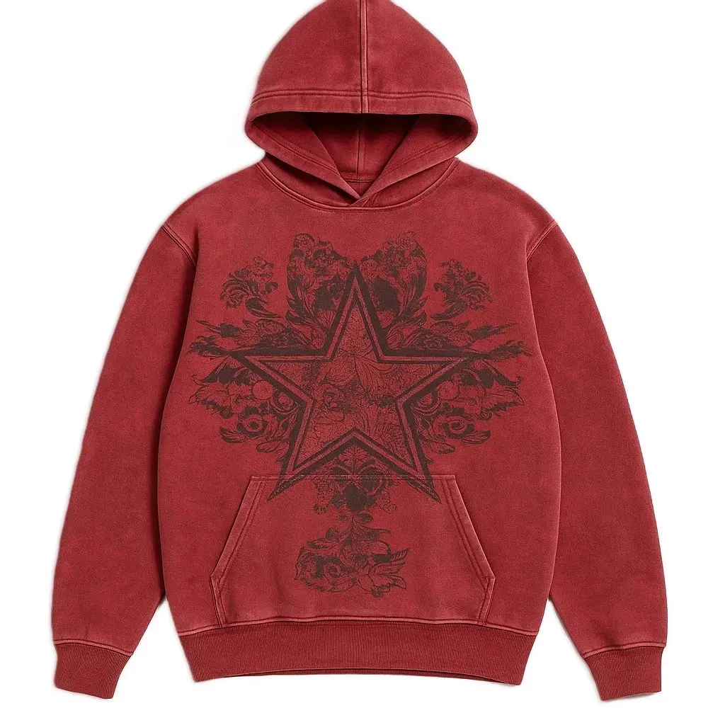 Washed Printed Hoodie