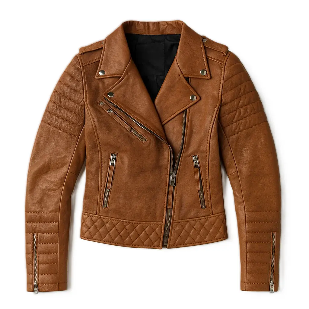 Tan Leather Moto Jacket