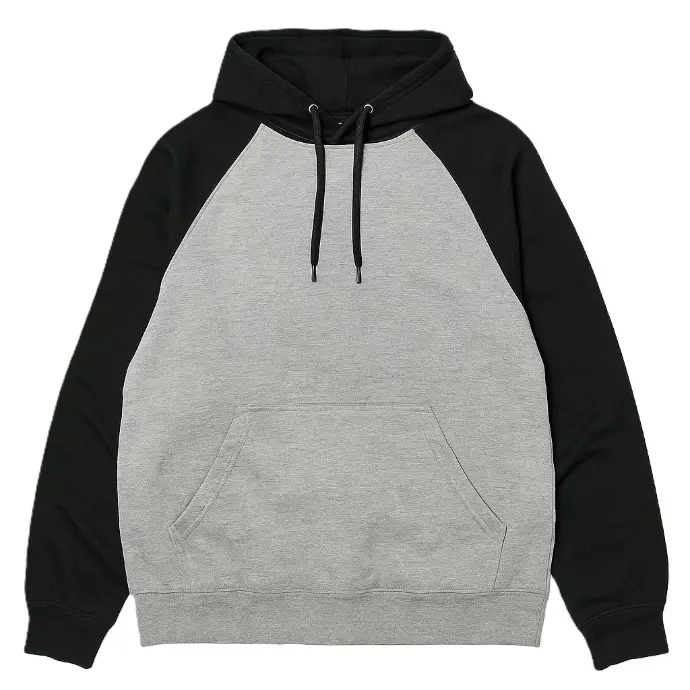 Two-Tone Raglan Hoodie – Grey & Black