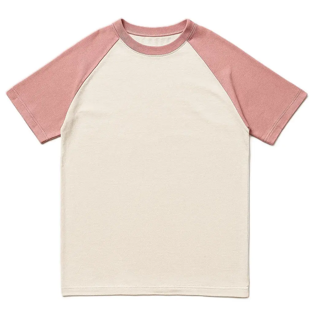 Raglan Sleeve T-Shirt – Cream & Dusty Rose