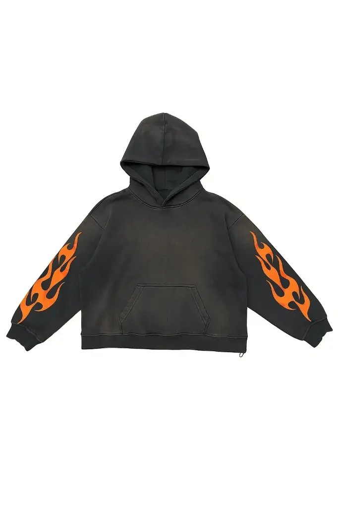 Flame Sleeve Pullover Hoodie (Black)