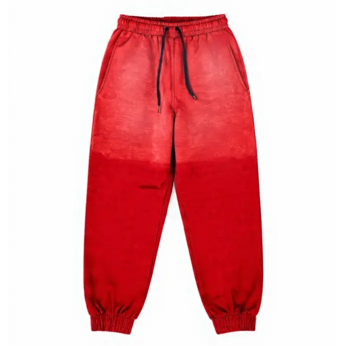 Vintage Acid-Wash Joggers – Crimson Red