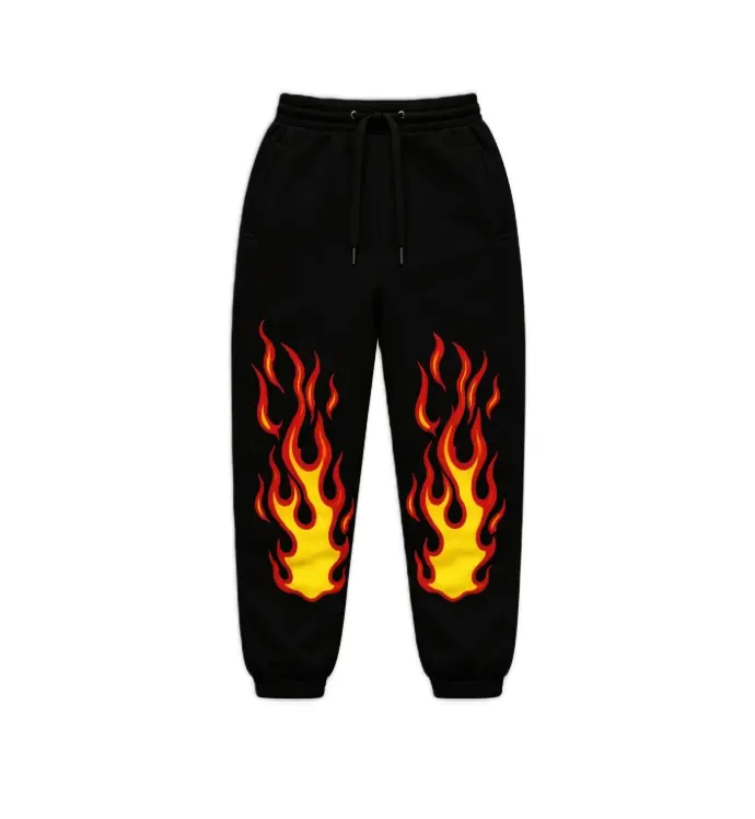 Flame-Print Joggers (Black)