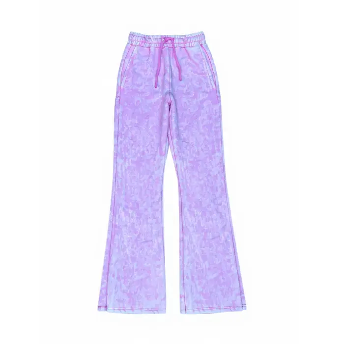 Acid-Washed Purple Flare Sweatpants