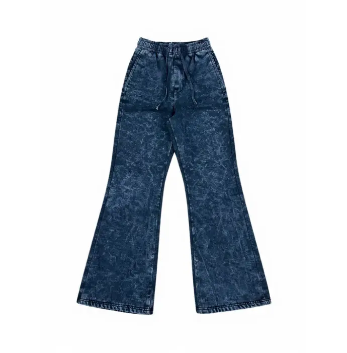 Acid‑Washed Flared Sweatpants (Black)