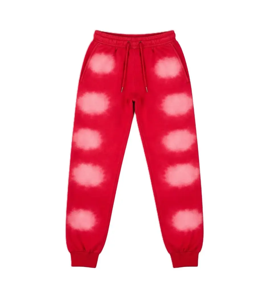 Sun Faded Sweatpants with Cloud Pattern (Candy Red)