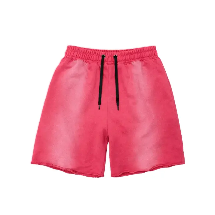 Acid-Wash Pink Cotton Fleece Shorts