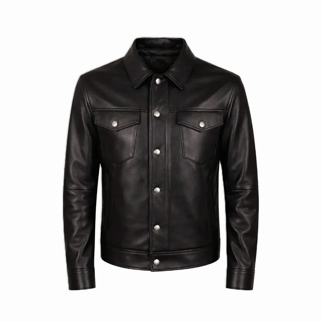 Leather Black Trucker Jacket