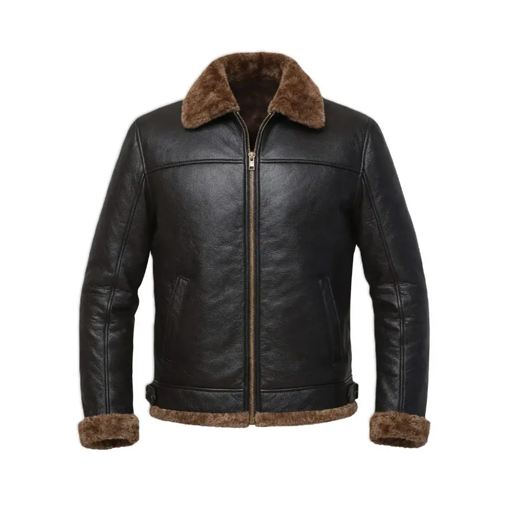 Sheepskin Shearling Lined Aviator Jacket