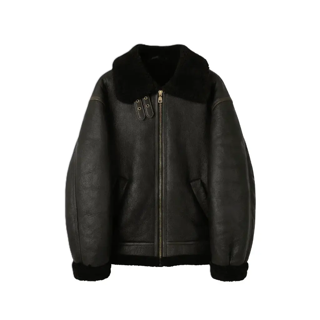 Leather Hooded Shearling Jacket