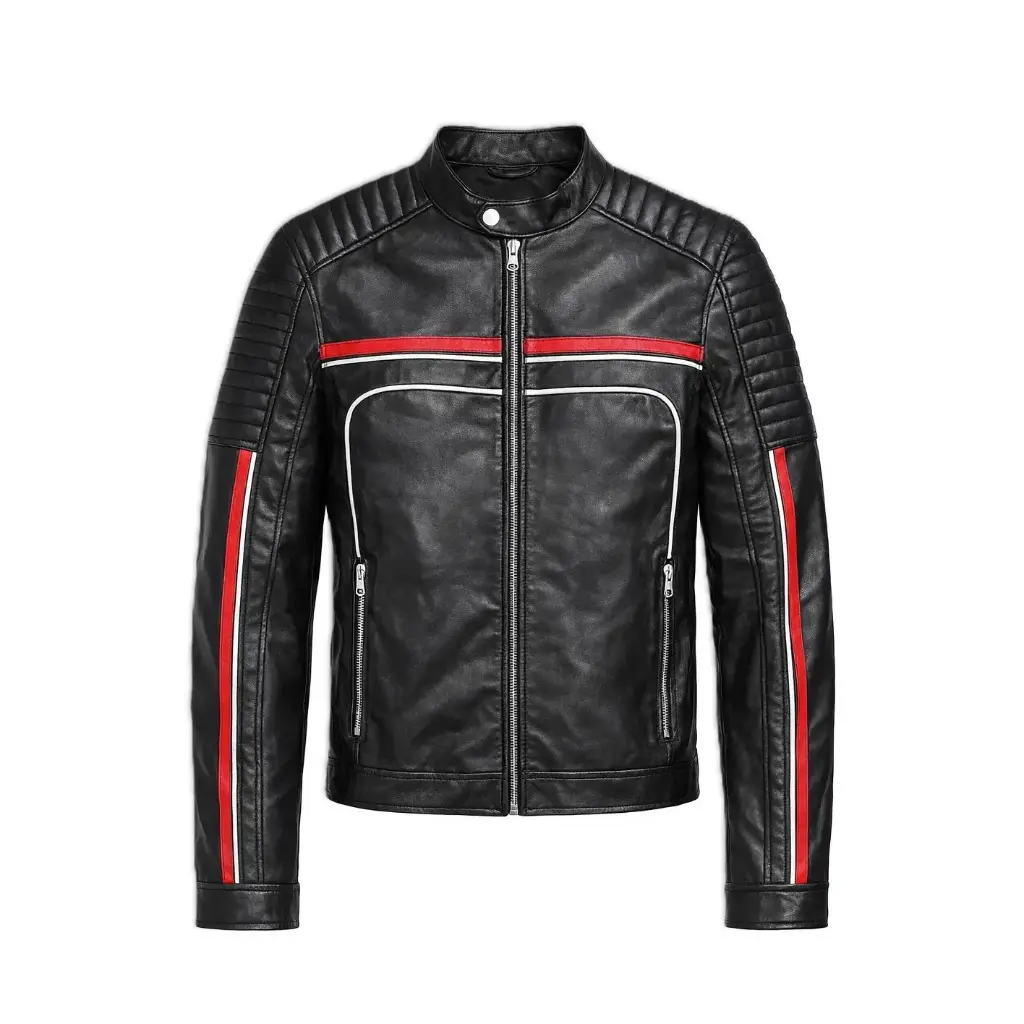 Racing Style Leather Biker Jacket
