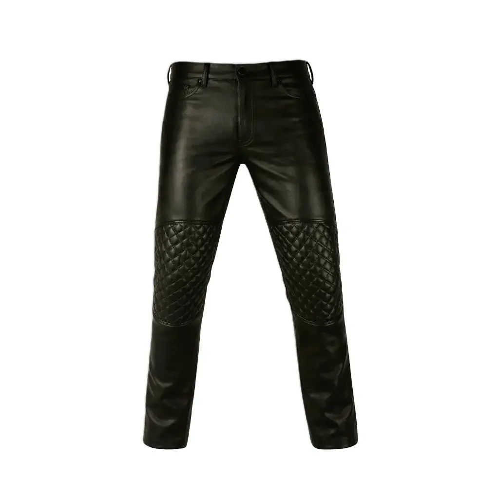 Quilted Leather Biker Pants