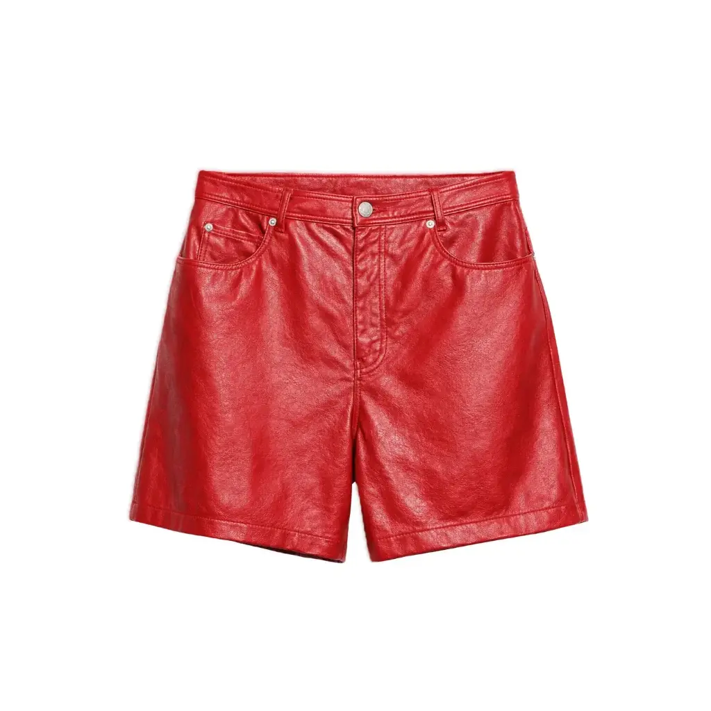 Red Statement Leather Shorts
