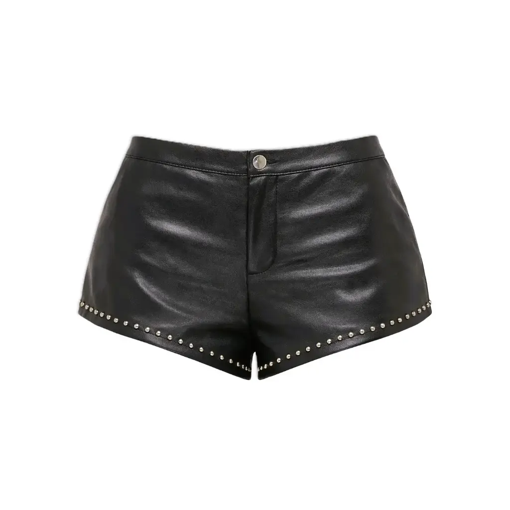Stud-Trim Leather Hot Shorts