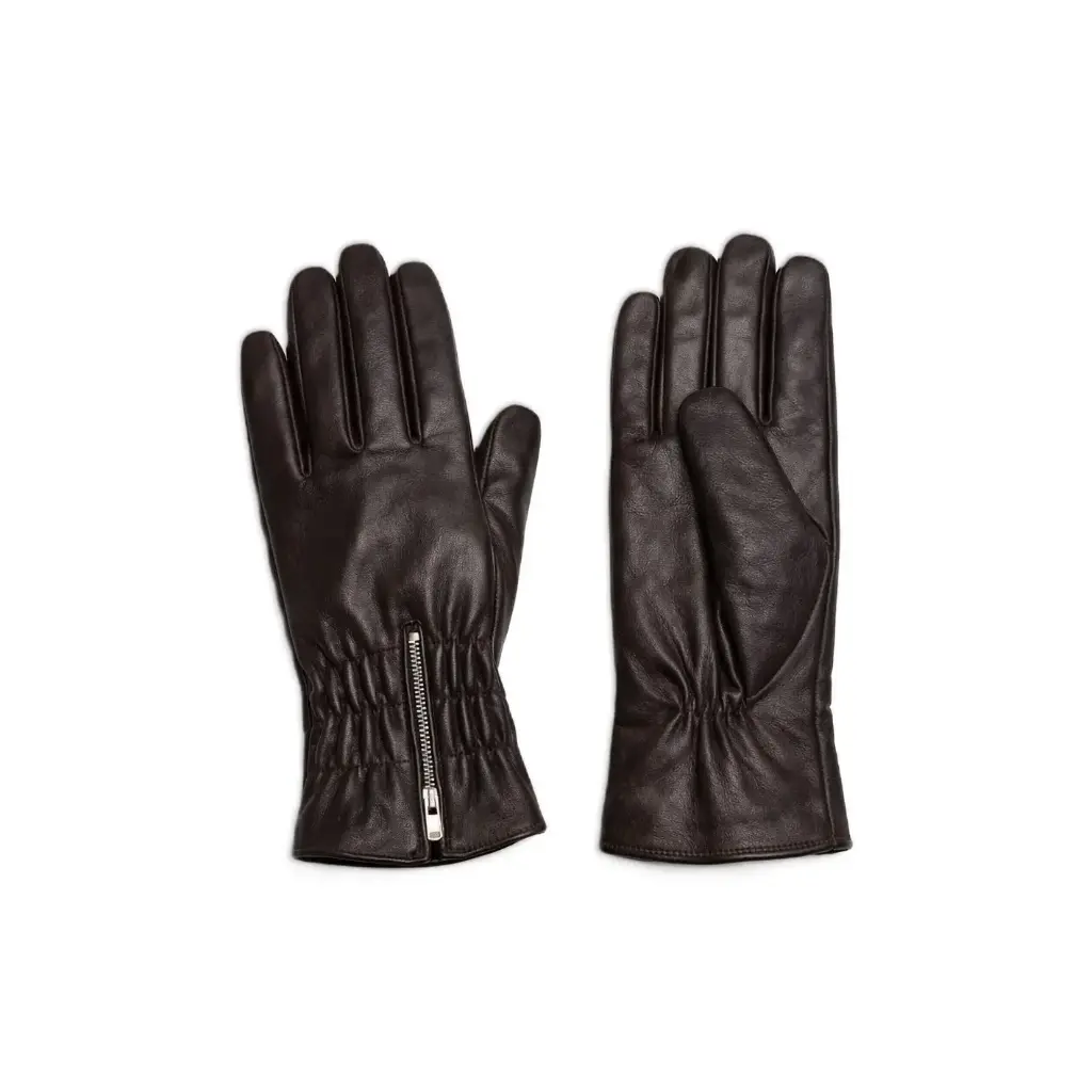 Classic Zip-Cuff Leather Gloves