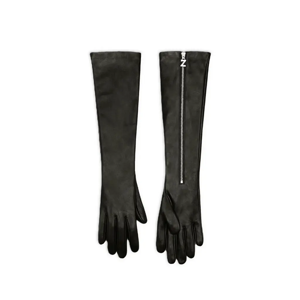 Long Zipper Leather Gloves