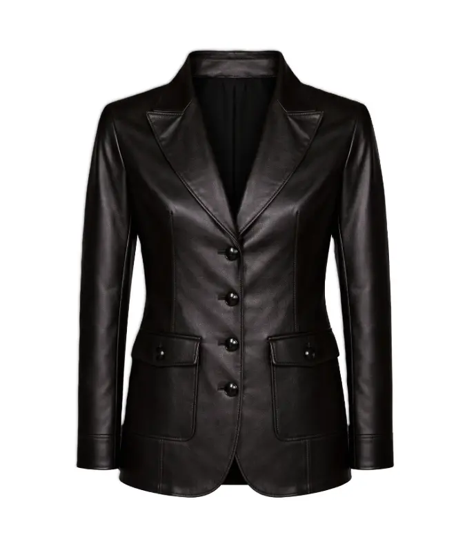 Classic Black Leather Blazer