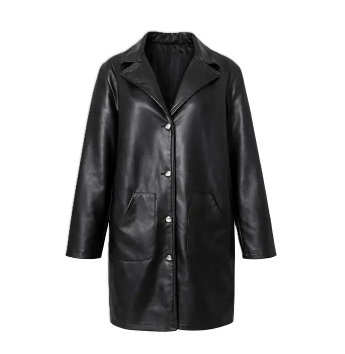 Women’s Leather Button-Up Coat