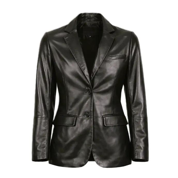 Fitted Leather Blazer Jacket