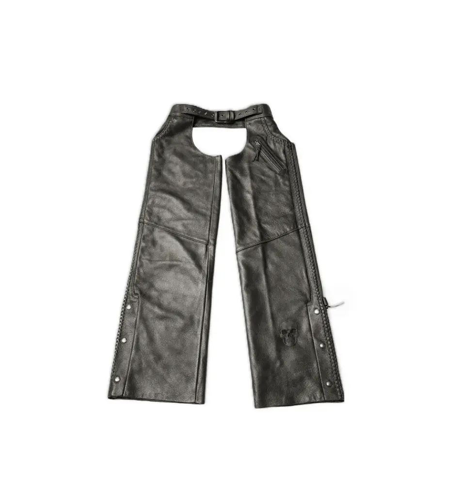 Leather Riding Chaps with Side Snap Closure