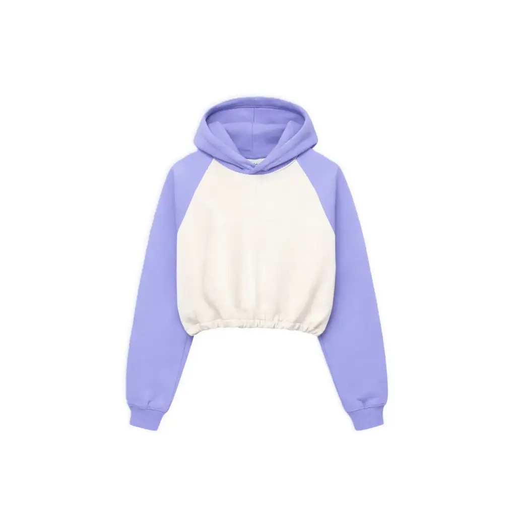 Two-Tone Cropped Pullover Hoodie