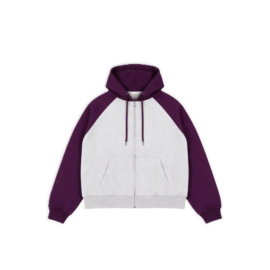 Two-Tone Raglan Zip-Up Hoodie