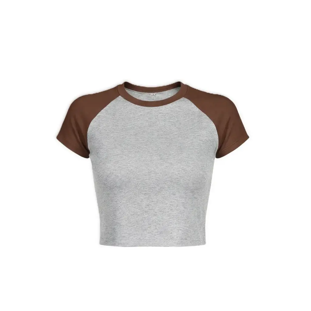 Cropped Two-Tone Raglan T-Shirt