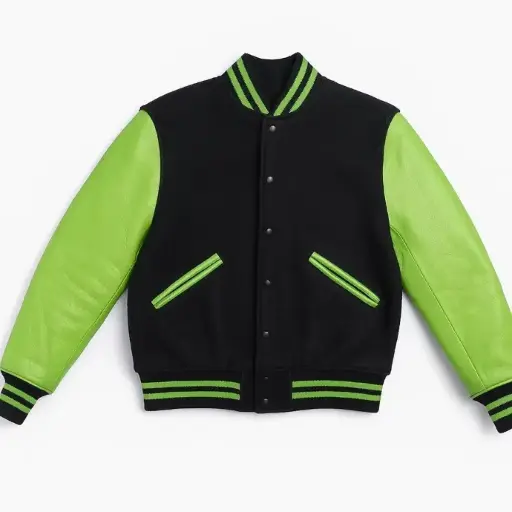 Vibrant Green and Teal Varsity Jacket