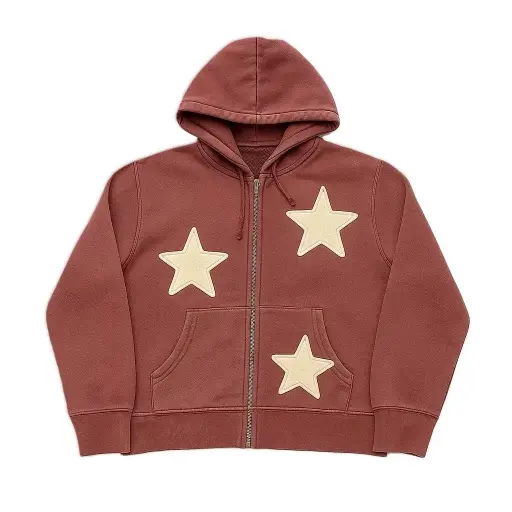 Star Print Zip-Up Hoodie