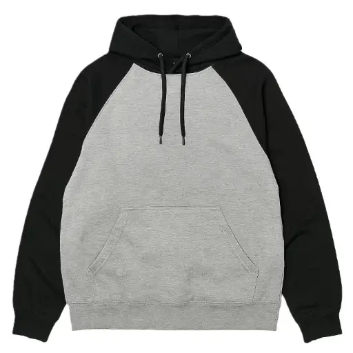 Two-Tone Raglan Hoodie – Grey & Black