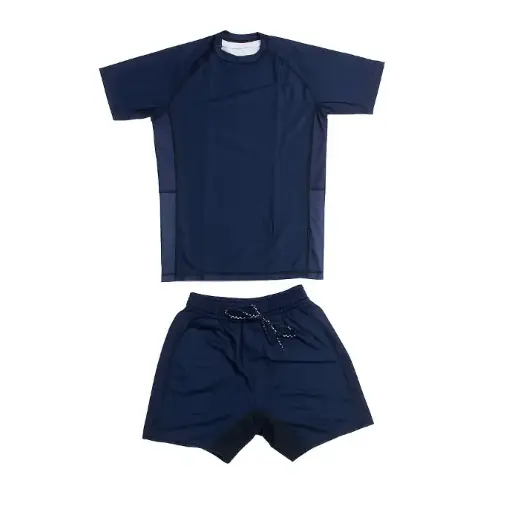 Kids' BJJ Rash Guard & Shorts Set – Navy Blue