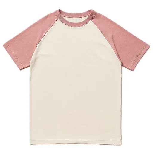 Raglan Sleeve T-Shirt – Cream & Dusty Rose