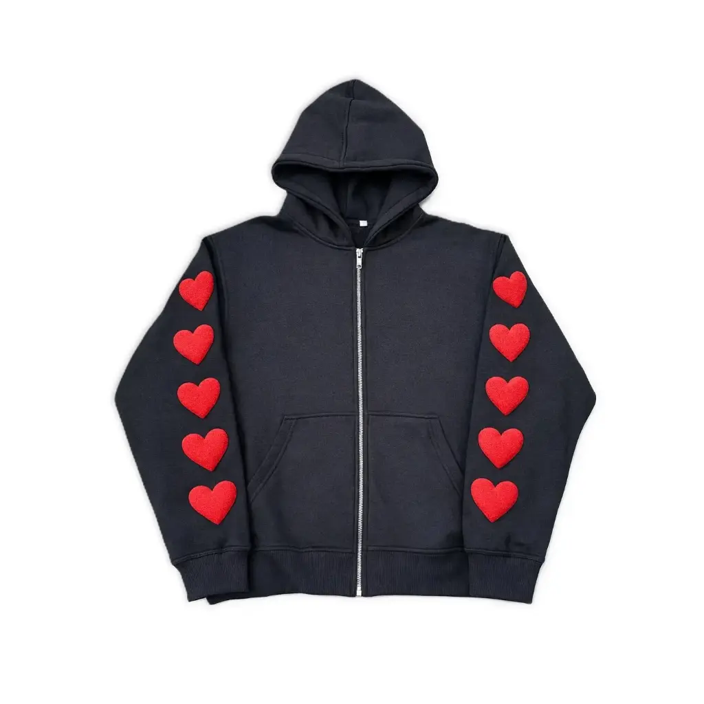 Zip‑Up Hoodie with Puff Printed Sleeves