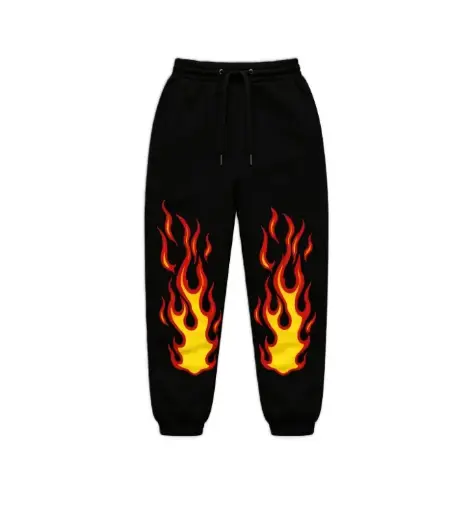 Flame-Print Joggers (Black)