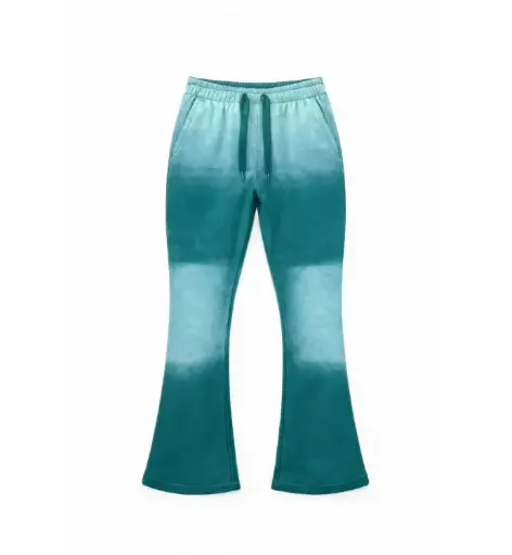 Vintage Acid-Wash Flare Joggers – Teal Green