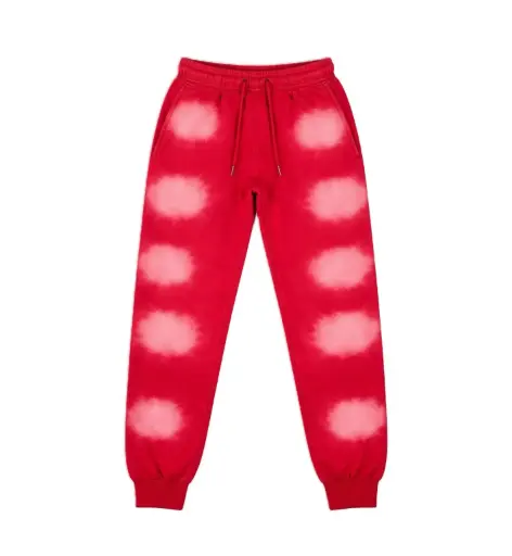 Sun Faded Sweatpants with Cloud Pattern (Candy Red)