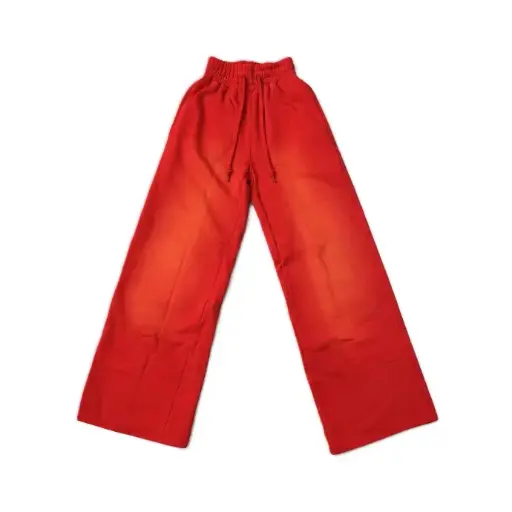 Sun Faded Wide‑Leg Sweatpants (Lava‑Red)