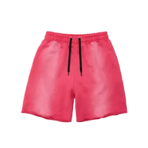 Acid-Wash Pink Cotton Fleece Shorts