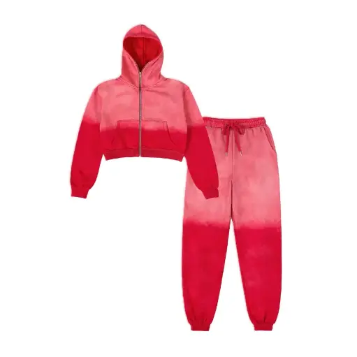 Custom Acid-Washed Cropped Hoodie & Jogger Set