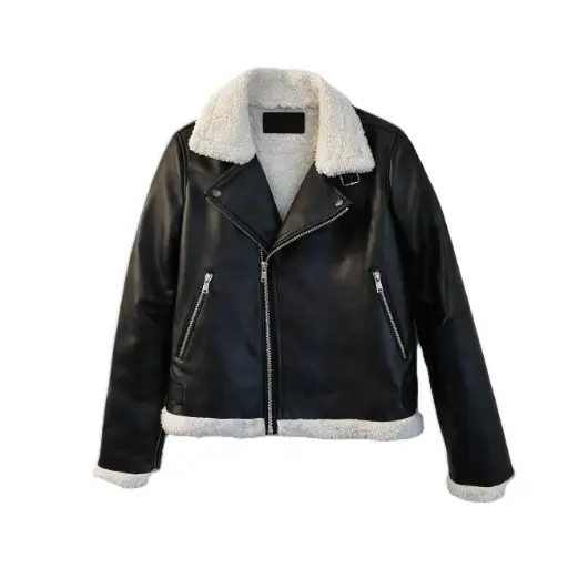 Leather Shearling Collar Jacket