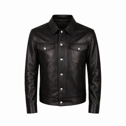 Leather Black Trucker Jacket