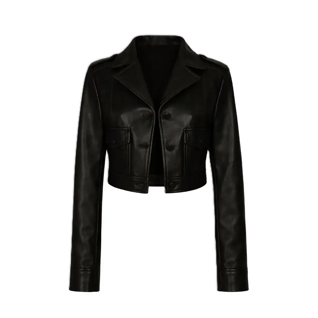 Women’s Cropped Genuine Leather Jacket