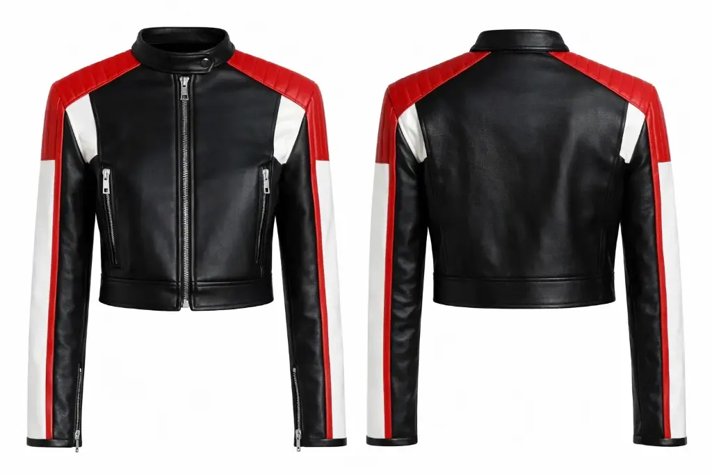 Leather Racer Jacket (Color Block Design)