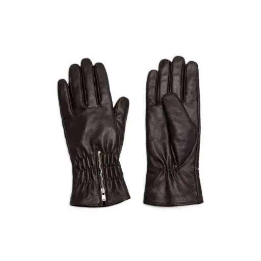 Classic Zip-Cuff Leather Gloves
