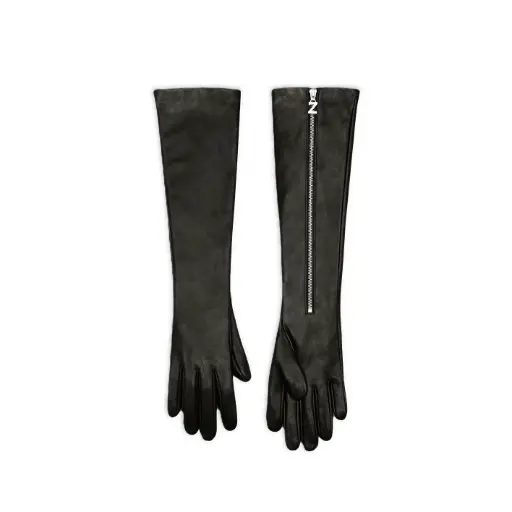 Long Zipper Leather Gloves