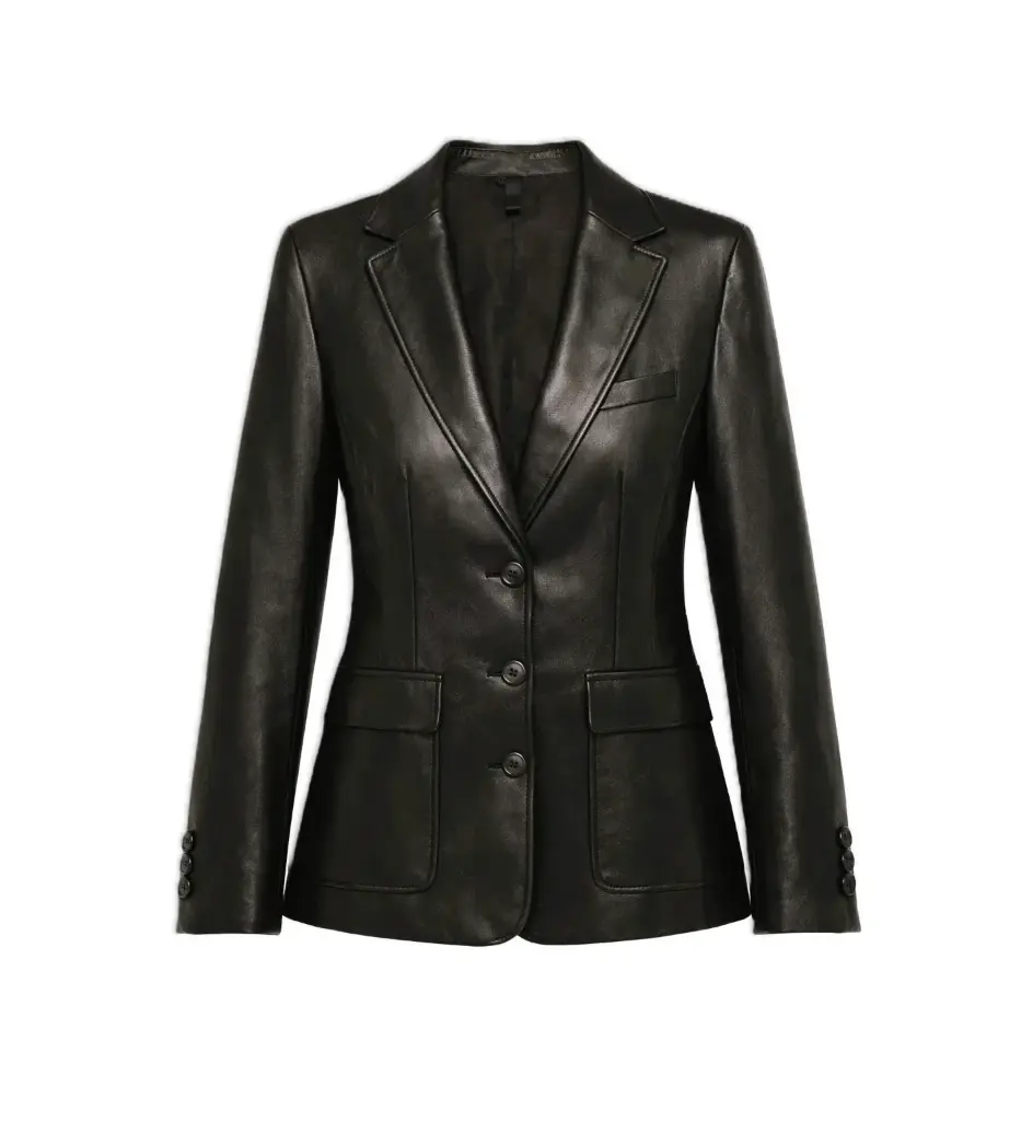 Women’s Black Leather Blazer Jacket