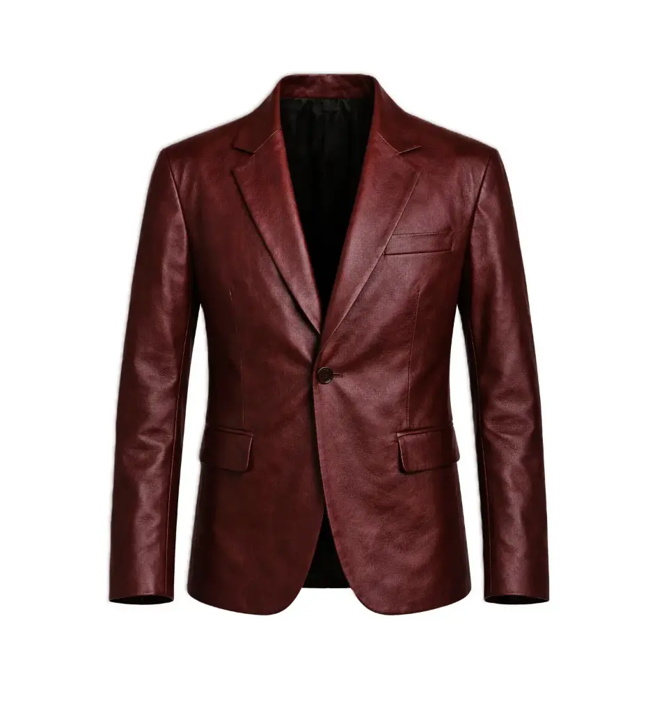 Burgundy Leather Blazer