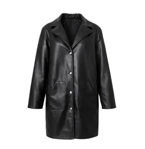 Women’s Leather Button-Up Coat