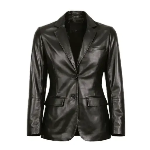 Fitted Leather Blazer Jacket