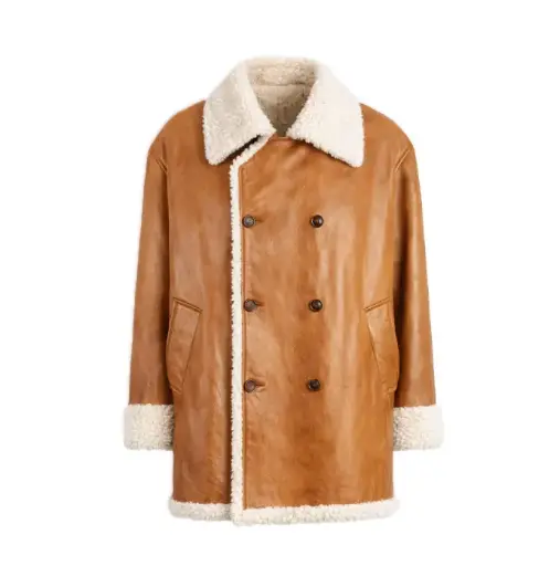 Shearling-Lined Leather Coat